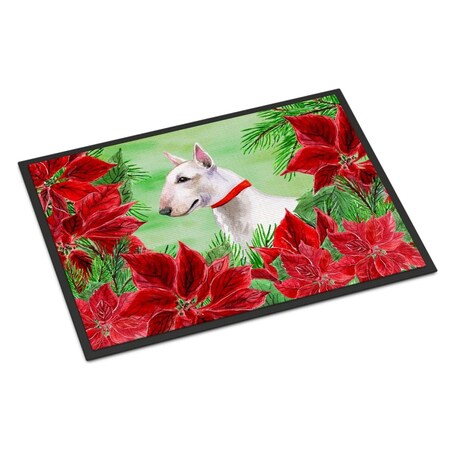 Carolines Treasures Bull Terrier Poinsettas Indoor or Outdoor Mat, 24 x 36 in. CK1341JMAT